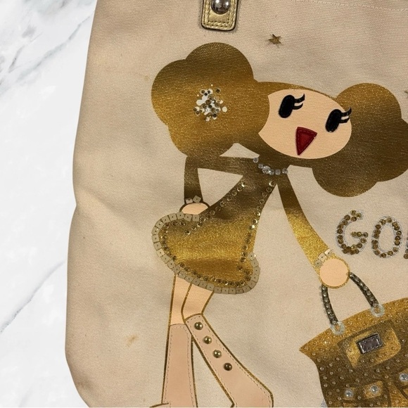 COACH Poppy Goldy Tote Rare Canvas Rhinestone Collectors Edition Y2K - Picture 3 of 14
